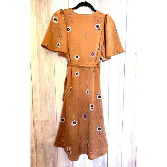 ASTR Brown Floral Wrap Dress Size Small S - Picture 4 of 5